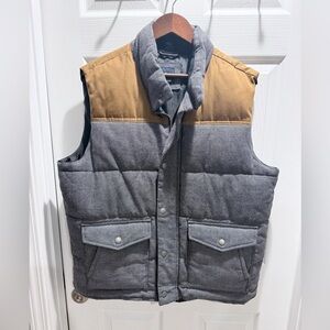 GAP Quilted Insulated Vest Men’s L – Two‑Tone Tan & Gray Cotton Shell